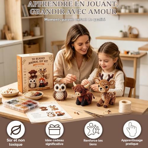 NKFBEV 3D Beaded Animal DIY Kit, Kit de Perles D'Animaux Bricolage, Kit De Perles Animaux DIY, Instructions Détaillées Facile À Fabriquer, Cadeau relaxant pour Adultes, Débutants et Adolescents – vue 4