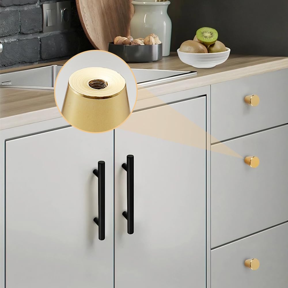 CjingCH 2 Packs Gold Cabinet Knobs Cylinder-Shaped Kitchen Cupboard Knob Alloy Cupboard Handles Knobs with Screws for Drawer Cupboard Wardrobe - Image 3