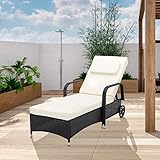 mcc direct Rattan Sun Lounger Bed Recliner Outdoor Garden Chair (Black)