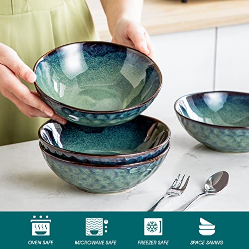 Vancasso Starry Cereal Bowls, Soup Pasta Bowls, 25 Ounce - 6.9" Ceramic Serving Bowls For Kitchen, Housewarming Gift, Large Bowls Set Of 4 For Dessert Dinner, Dishwasher & Microwave & Oven Safe, Green #TOP3