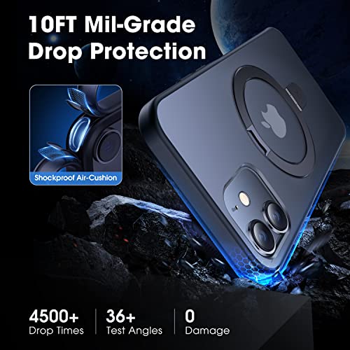 Image of CASEKOO Designed for iPhone 12 Pro /iPhone 12 Case with Magnetic Invisible Stand [Military Drop Protection] [Compatible with MagSafe] Shockproof Slim Translucent Matte Case 6.1 Inch, Black
