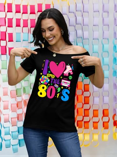 80s Shirts for Women Retro Off The Shoulder Top Disco 80s 90s Theme Party Outfit3