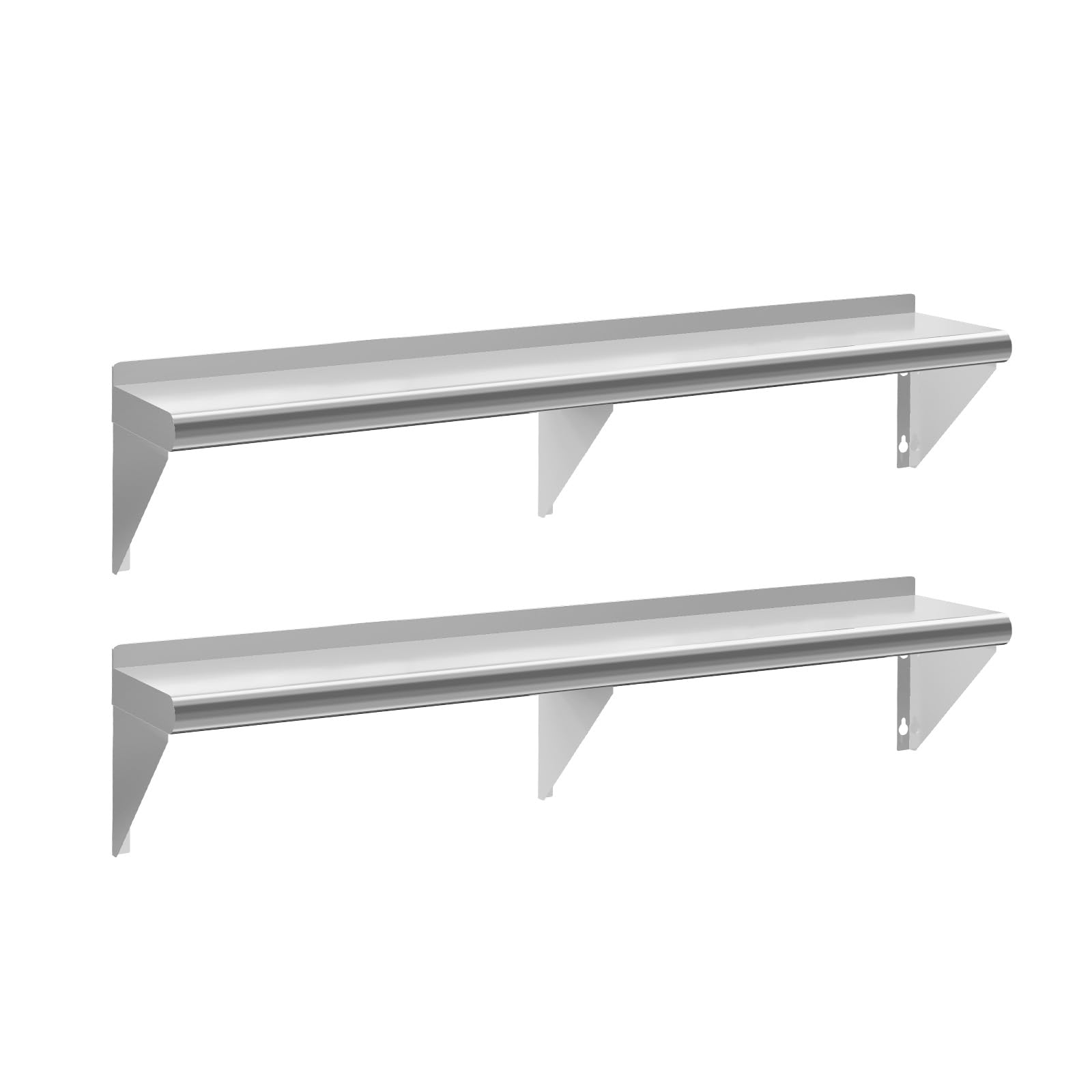 12 x 72 Inch Stainless Steel Wall Shelves, 2 Pack, NSF Certified