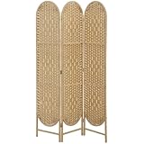 HOMCOM Biombo Separador de Ambientes de 3 Paneles, Natural