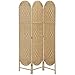 HOMCOM Biombo Separador de Ambientes de 3 Paneles, 120x170 cm, Pantalla de Privacidad Plegable Bohemio, con Parte Superior Arqueada, Tejido a Mano, Divisor Ligero para Oficina, Dormitorio, Natural