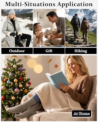 Image of Loritta Wool Socks for Women, Winter Warm Hiking Boot Socks Gifts