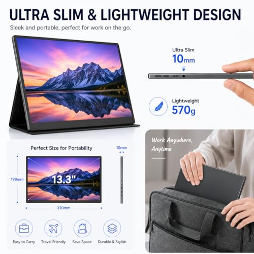 Image of Portable Monitor | 13.3-inch, 60Hz, 100% sRGB, FHD 4K, Compatible with PS4, PS3, Xbox One, Switch, Laptops, and Other Devicesortable monitor