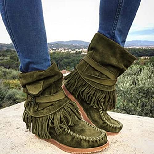Bottes de cowboy compensées mi-mollet larges et confortables - 3