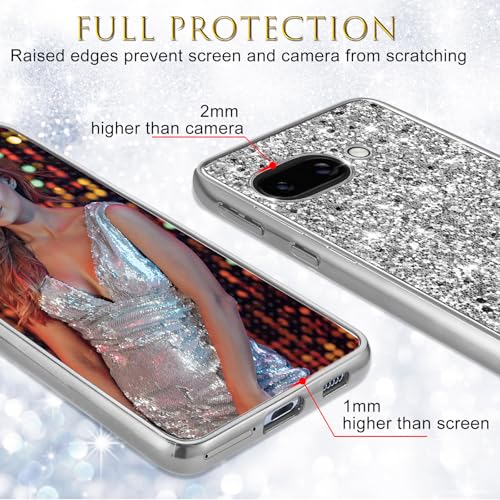 Coque Pixel 9A 5G silicone paillettes argent protection chic mate