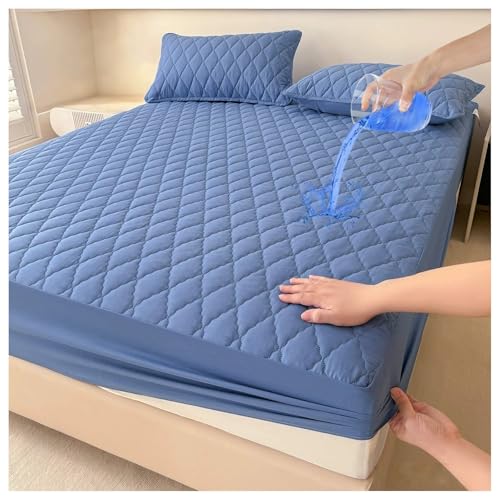 Protector De Colchón Impermeable Twin Full Queen Cal King, Almohadilla Acolchada Ajustable con Bolsillo Profundo De hasta 10 Pulgadas, Funda De Colchón Silenciosa(Light Blue,135x200cm/53x79in)