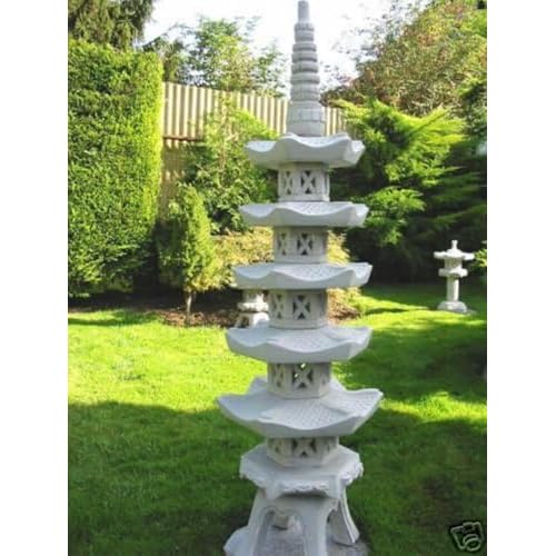 auerco Steintempel im japanischen Stil Pagode 5 stöckig - Handgefertigte Gartenfigur aus regionalem Steinguss - Zen - Dekoration für Garten & Terasse - wetterfest & langlebig
