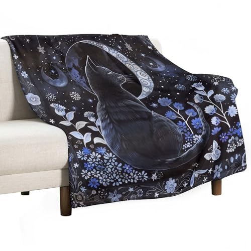 Couverture flanelle douce Halloween motif chat lune haute qualité - 5