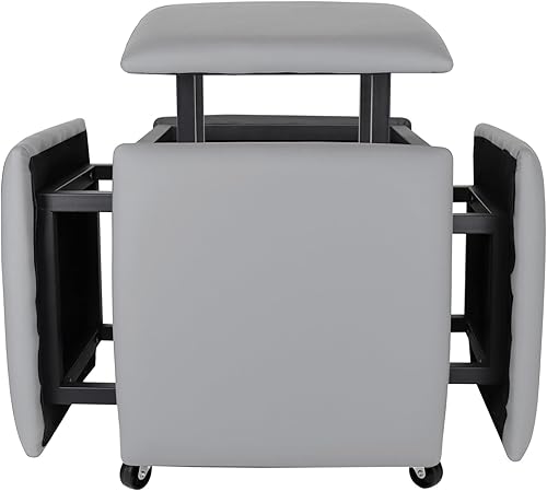 LUGSHIREE Silla otomana anidable 5 en 1, taburetes apilables, banco otomano cuadrado de cuero, taburete de pie con ruedas para sala de estar,