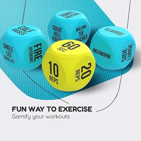 TidyFriend Exercise Dice 6 Sided Foam Workout Dice for Teens & Adults, Fun Fitness Equipment for Solo or Group Classes, Home Gym Use Great Workout Equipment & Gifts for Gym Lovers (Blue)