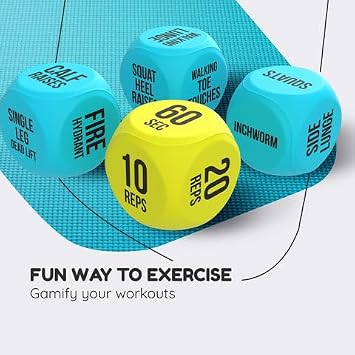 TidyFriend Exercise Dice 6 Sided Foam Workout Dice for Teens & Adults, Fun Fitness Equipment for Solo or Group Classes, Home Gym Use Great Workout Equipment & Gifts for Gym Lovers (Blue)