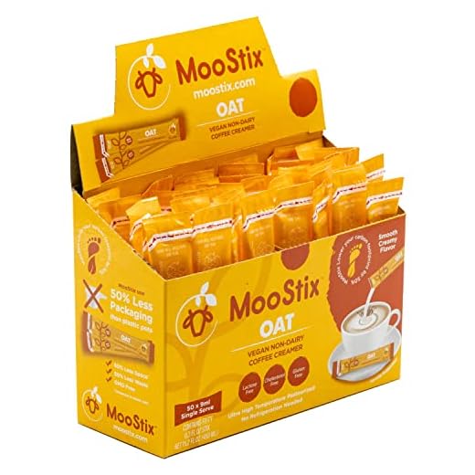 MooStix Oat Milk Single Serve Non Dairy Coffee Creamer, Shelf Stable, Dairy Free, Plant Based, Vegan Oatmilk (Pack of 50)