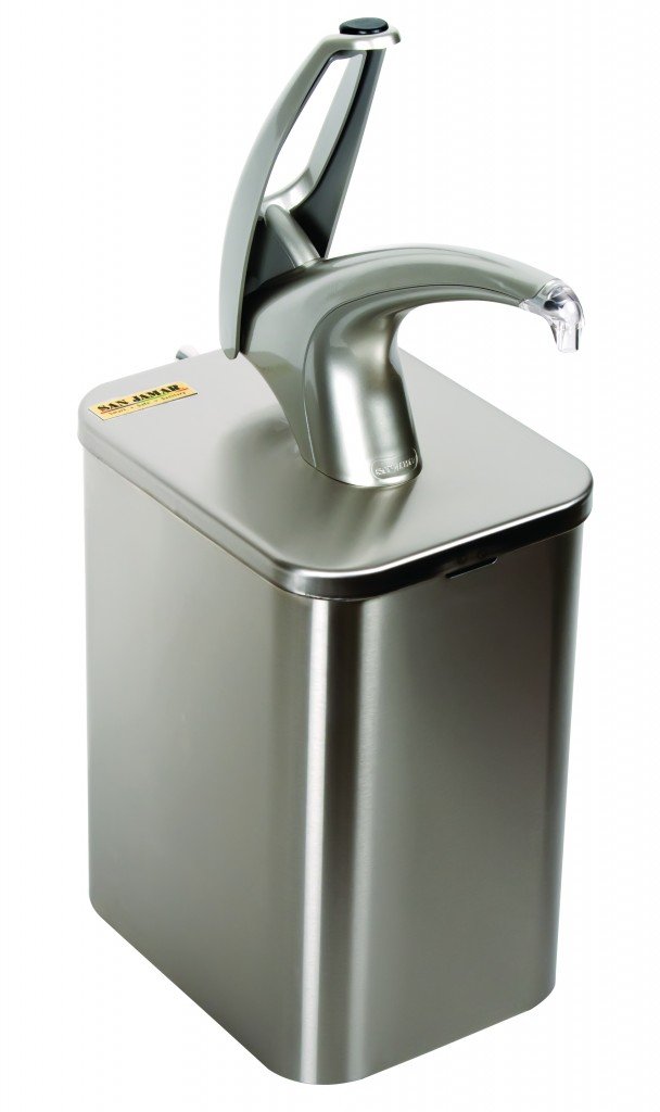 San Jamar P4900 Stainless Steel Frontline Universal Countertop Box System with Pump, 7-1/2