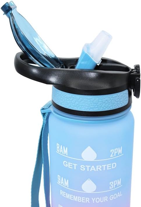 Miniatura 3 de BariatricPal Hydrate & Inspire - Botella de agua motivacional de 32 onzas con popote integrado