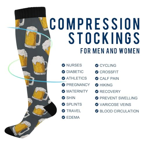 Image of SHJI Compression Socks for Women Sock Men Knee High Stockings for Running Athletic Hiking Cycling