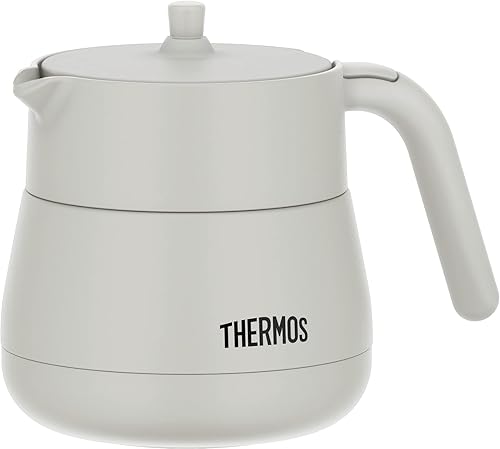 Thermos TTE-450 LGY Vacuum Insulated Teapot with Strainer, 15.2 fl oz (450 ml), Light Gray
