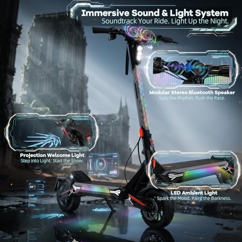 Electric Scooter Adults, 3500W/7000W/8000W Single/Dual Hyper Motor with 50/70/75 Miles Range Battery, Up to 45/55/58 MPH Top Speed, 10.5"/12" Tubeless Tires Commuting Scooter for Adults - Image 7