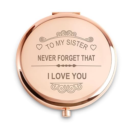 Daricano Unique Gifts for Sister, Personalized Christmas Birthday Gifts for Sister, Best Sister Gifts, Sentimental Sister Gift from Sister Brother, Engraved Compact Mirror
