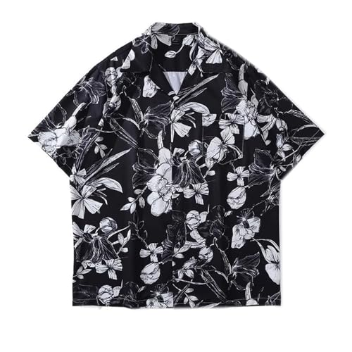 T-Shirt Homme Noir et Blanc Style Chinois Vintage à Manches Courtes Décontracté