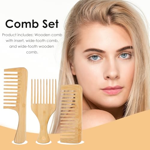 3 peines de madera para cabello y barba naturale miniatura 3