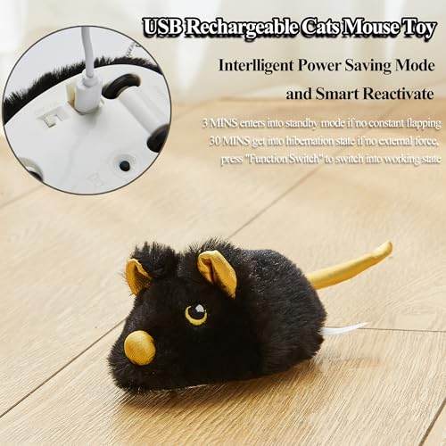Jouet chat avec souris rechargeable USB et queue animée - 3