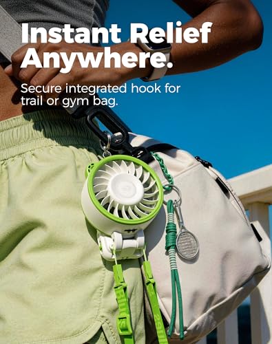 Image of Diveblues Portable Turbo Fan, 7.4m /s High Speed Handheld Fan, 180 Foldable 4-in-1 Personal Neck Fan with Carabiner Clip, 100 Speed Stepless Control, USB-C Rechargeable for Travel, Makeup Hot Flashes