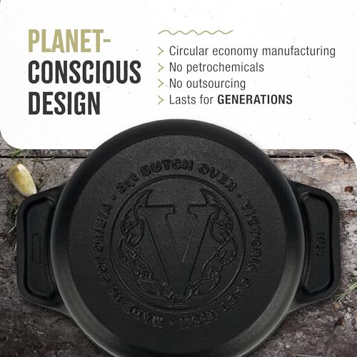 Image of Victoria 2-Quart Cast Iron Dutch Oven with Lid and Dual Handles, Seasoned with Flaxseed Oil, Made in Colombia