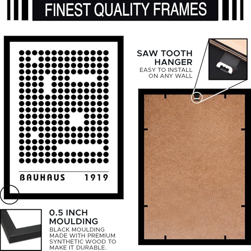 Image of BLINKART Vintage Bauhaus Retro Geometric Aesthetic Poster Gallery | Colorful Wrap Framed For Home Office Studio Living Room Modern Art Studio Decoration Abstract Shapes | (d95) | 13x10 Inch