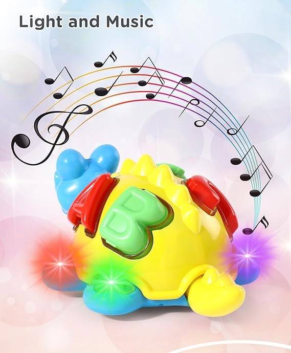 Image of Musical Toy for Kids Happy Turtle Bump and Go Dancing Toy Animal Figure with 3D Flashing Light & Sound for Baby, Best Gift for Children for Kids, Boys, Girls Age 2+ Years