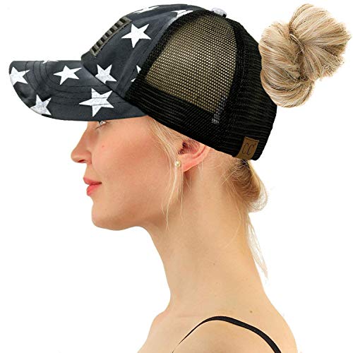 Image of C.C Ponytail Criss Cross Messy Buns Ponycaps Baseball Cap Dad Trucker Mesh Hat