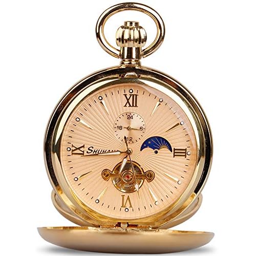 Dentily Vintage Copper Train London Design Hand Winding Mechanical Pocket Watch Mens Watches