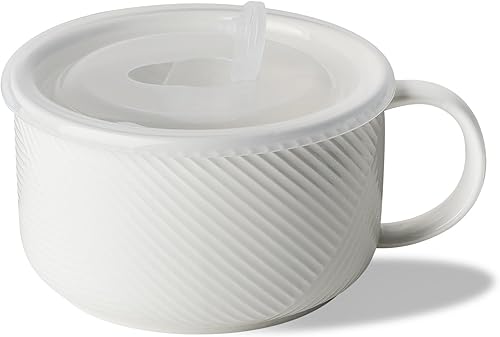 Adewnest Tazón de sopa de gran tamaño con asa cuenco de cerámica para ramen de 38 onzas con tapa, apto para microondas con asa, taza de sopa disponible en Yaxa Peru