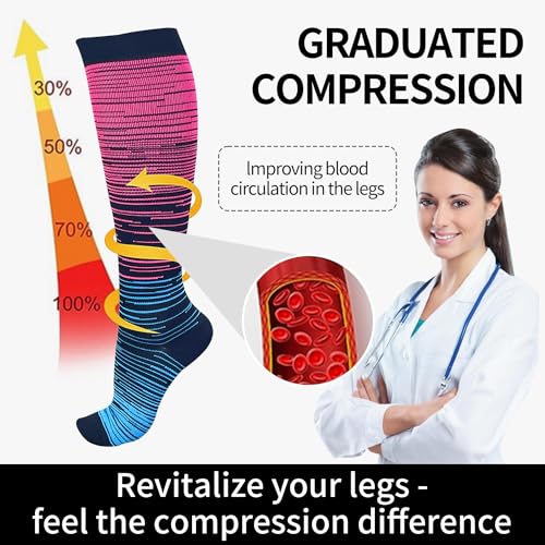 Compression Socks for Women Men Support Socks 15-20 mmhg knee high Compression Stockings 3 Pairs for Nurse3