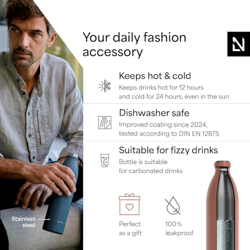 Image of LARS NYSOM Stainless Steel Insulated XL Water Bottle 12oz 17oz 25oz 34oz 51oz | Insulated Thermo Flask for Hot and Cold Beverages | Leakproof Drinking Bottle (Brick Red, XL 50.7oz)
