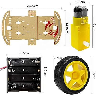 DIY 4WD Smart Robot Chassis Kit, Robot Smart Car with Speed Encoder Battery Box 4 Wheels Robotics Kit for Adults (4WD Robot Car)