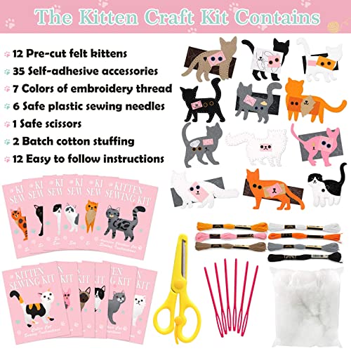 Ciyvolyeen C0003 Kitten Craft Kit Kids Diy Crafting And Sewing Set Kitty Cat Stuffed Animal Felt Plushies thumb #3