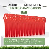 100 Stück PA6 Ersatzmesser-Set Rasentrimmer-Zubehör Kompatibel mit Einhell Rasentrimmer GE-CT 18 Li, GC-CT 18/24 Li, BG-CT 18 Li, RG-CT 18 Li, Kunststoffmesser Kompatibel mit Einhell Akku-Rasentrimmer – Ansicht 6