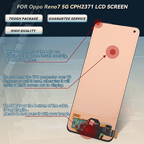 RongZy LCD for Oppo Reno7 5G CPH2371/Realme 10 LCD Display Touch Screen Replacement Digitizer Assembly for Find X5 Lite 5G Screen Replacement with Kit(Black) - Image 2