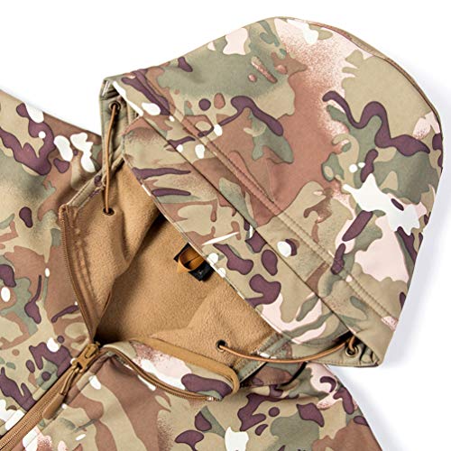 Ketamyy Mens Camo Tactical Coat Hooded Autumn Winter Outdoor Army Military Softshell Fleece Lined Waterproof Windproof Warm Hunting Hiking Jacket CP 5XL - Image 2