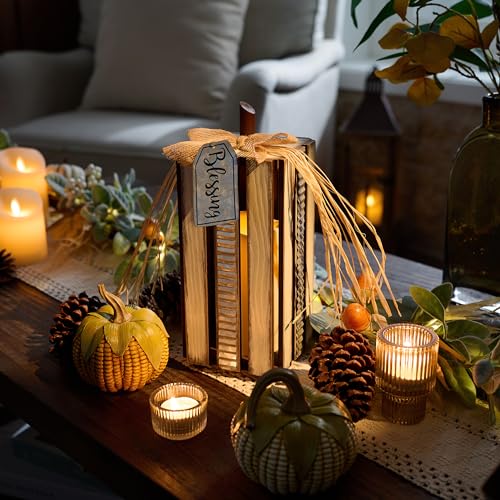 Valery-Madelyn-Wooden-Lantern-Fall-Decorations-for-Home-Lighted-Halloween-Decor-Table-Centerpiece-126-Inch-White-Pumpkin-Thanksgiving-Farmhouse-Decorative-Lantern-Flameless-Candles-for-Autumn Valery Madelyn Wooden Lantern Fall Decorations for Home Lighted Halloween Decor Table Centerpiece 126 Inch White Pumpkin Thanksgiving Farmhouse Decorative Lantern Flameless Candles for Autumn