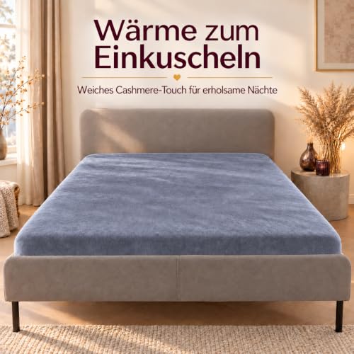 Kuscheli® - warme Spannbettlaken aus Cashmere-Touch Stoff - Verschiedene Größen und Farben - Bettlaken Jersey Fleece Biber Spannbetttuch… – Ansicht 2