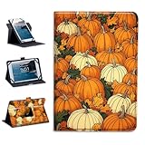 Universal Tablet Case 10.1 Inch Android Tablet Cover 360-Degree Rotation Viewing Stand Folio PU Leather Covers for All Kinds of 9-10.5 Inch Android/iOS/Windows Tablets Cases,Harvest Pumpkins