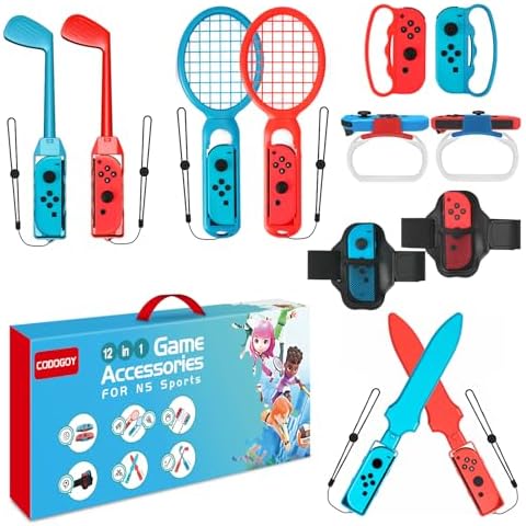 Switch Sports Accessories - CODOGOY 12 in 1 Switch Sports Accessories Bundle for Nintendo Switch Sports,Family Accessories Kit Compatible with Switch/Switch OLED Sports Games Cover