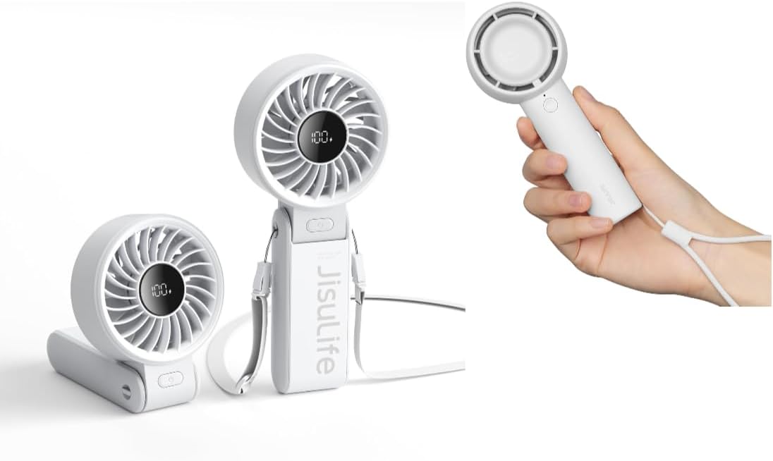 JISULIFE Handheld Fan LIFE7 Handheld Fan, Portable Bladeless Mini Fan, Personal Small Hand Fan with 4500mAh, 18H Max Cooling Time, USB Rechargeable Lash Fan for Travel/Makeup/Eyelash/Outdoor