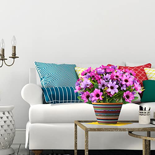 Carfoeny 5 Bundles Artificial Wildflowers Fake Daisy Silk Faux Flowers With Stems Arrangements For Home Outdoor Indoor Vase Kitchen Table Wedding Office Party Garden Decoration (Purple) #TOP3