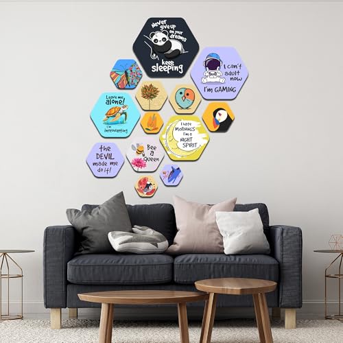 Image of Decor Smart Funny Wooden Wall Art | Living Room Decoration | Quirky Cartoon Accent | Home Decor Decorative Artwork | Cute Animal Panda Astronaut Wall Hanging | Playful Humor Sticker Panel (WPS 220)